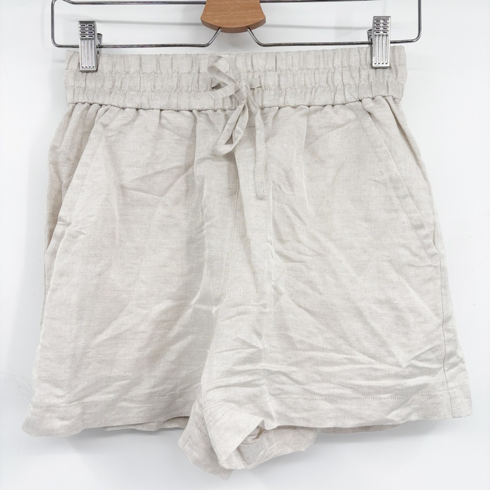 & Other Stories Womens Beige Linen Blend High Waist Coastal Summer Shorts Size 2